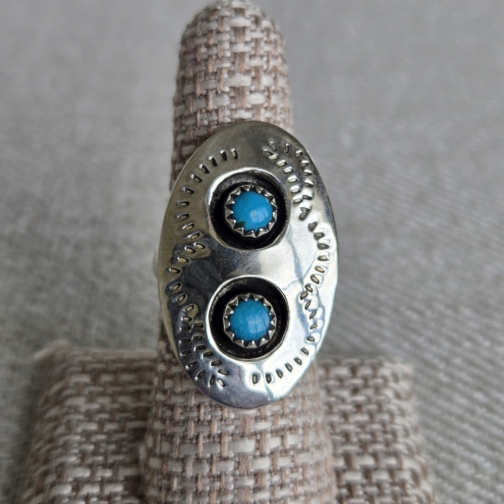 Southwest Sterling Silver Turquoise Ring Size 8
